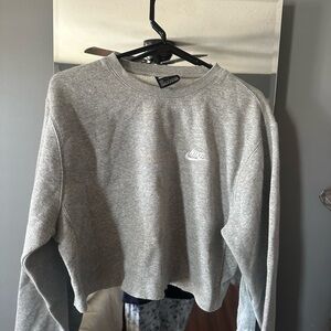 Nike Women's Heather Gray Cropped Hoodie